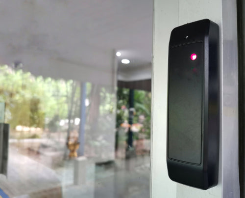 Access control reader on apartment door