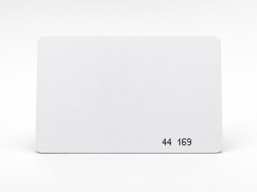 AuthorizID Corporate 1000 35-Bit CR80 inkjet printable proximity card front view showing clean white PVC printable surface for in-house badge printing.
