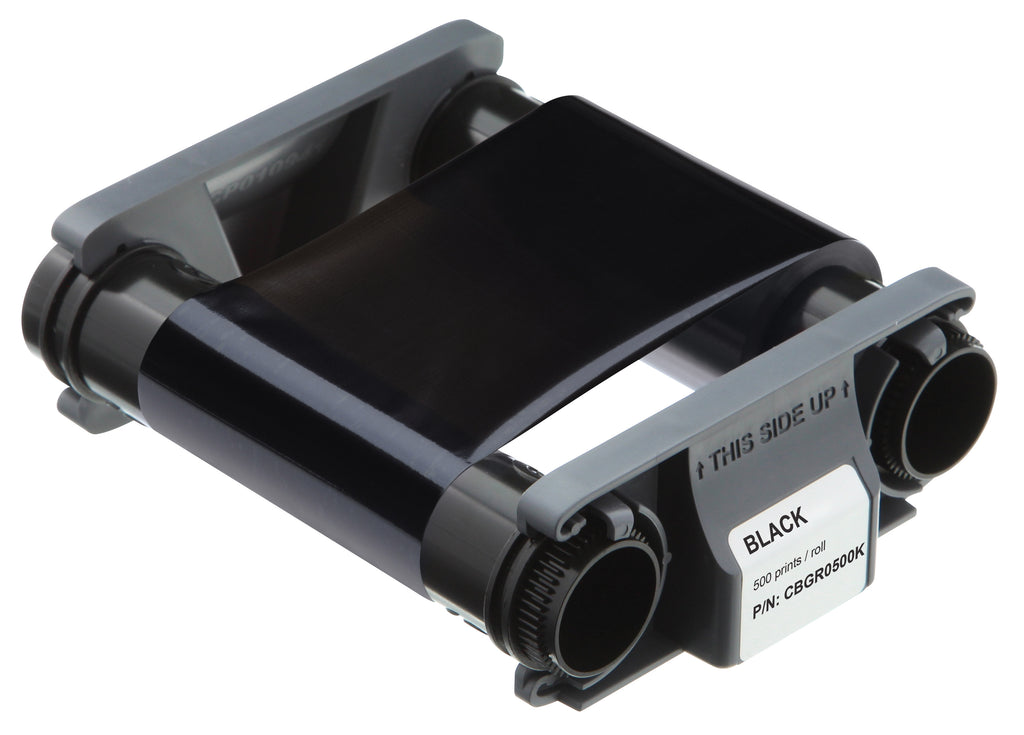 Genuine Evolis Badgy200 printer ribbon part number CBGR0500K black monochrome resin ribbon for ID card printing