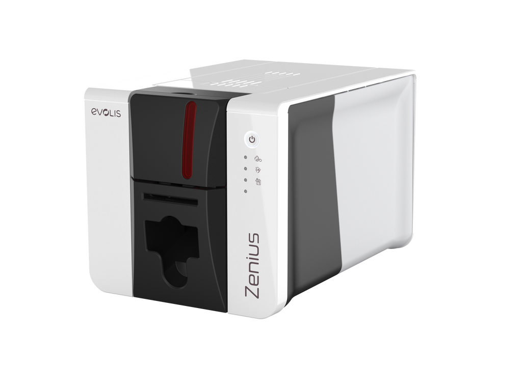 Evolis Zenius 2 Expert ZN2-0002 single-sided ID card printer with Ethernet connectivity for employee badges, RFID cards, access control credentials, and membership cards.