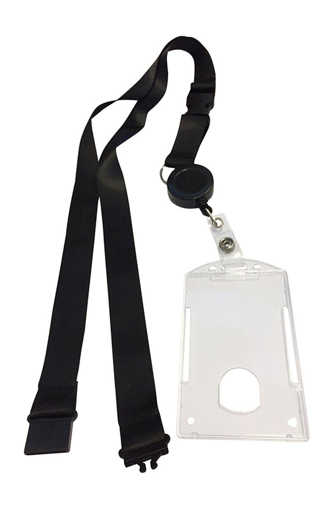 choke safe lanyard with badge case and reel