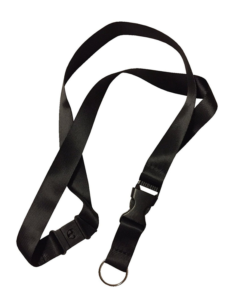 Black breakaway anti-choke safety lanyard for ID badges, access control cards, RFID credentials, NFC cards, and proximity key fobs by AuthorizID.