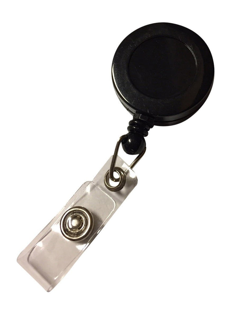 AuthorizID black retractable badge reel designed for RFID access cards, employee identification badges, proximity credentials, and security badge carrying applications.